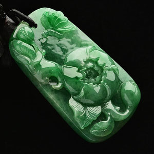 糯冰种翠色富贵花开挂件