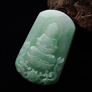 (超值推荐)糯冰种翠色释迦牟尼挂件