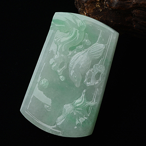 (超值推荐)糯冰种翠色喜上眉梢挂件