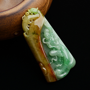 (超值推荐)糯冰种黄加绿飞天挂件