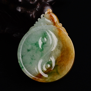 (超值推荐)糯冰种黄加绿时来运转挂件