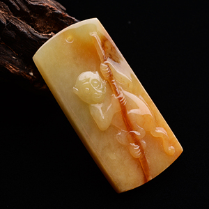 (超值推荐)糯冰种红黄翡齐天大圣挂件