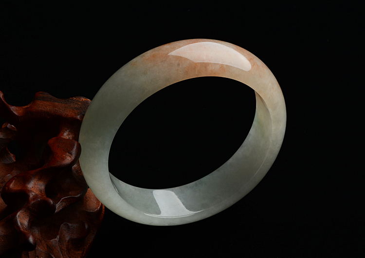 糯冰种飘红花手镯（60.2mm）