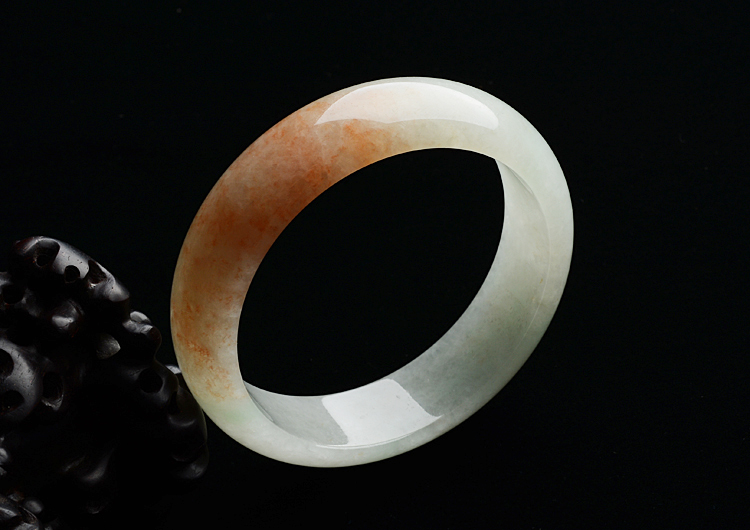 糯冰种飘红花手镯（60.2mm）