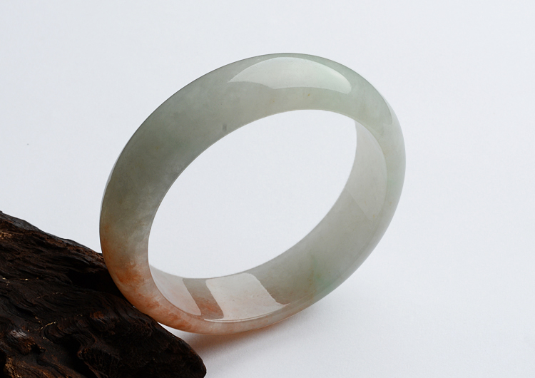 糯冰种飘红花手镯（60.2mm）