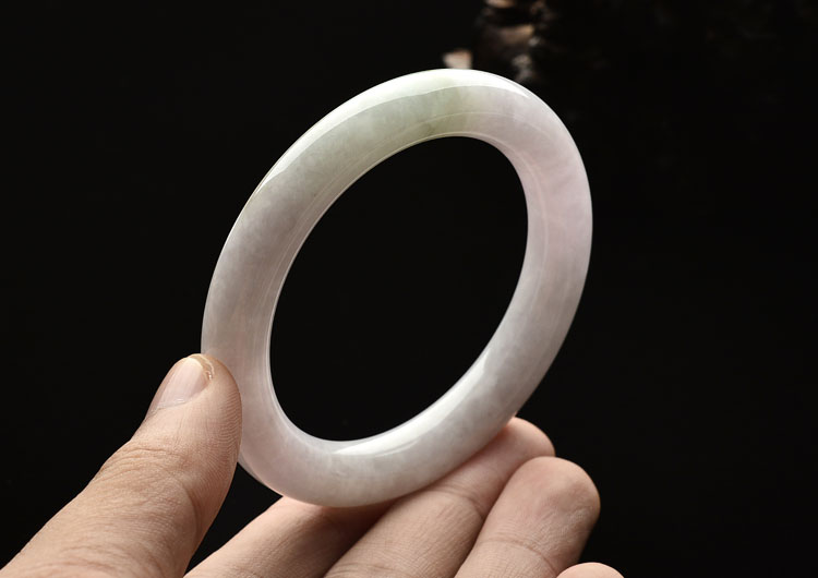 糯冰种淡紫罗兰圆条手镯（52.1mm）