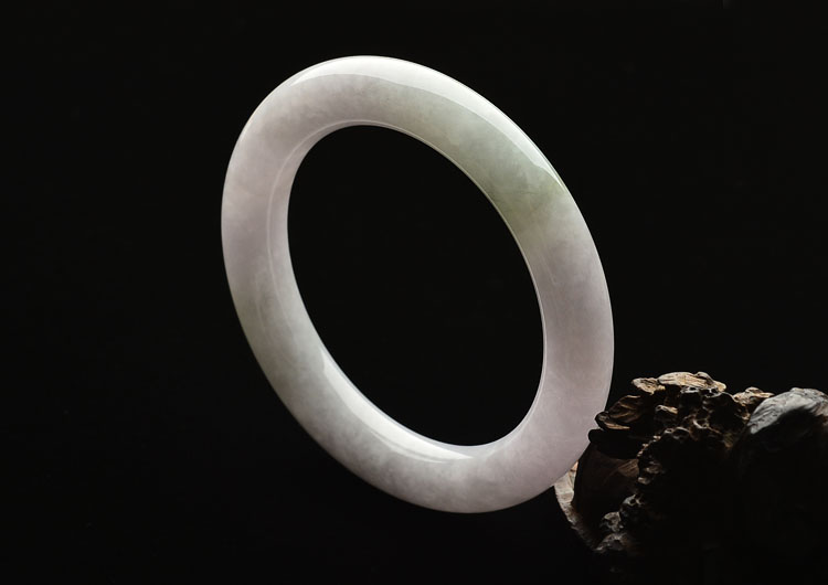 糯冰种淡紫罗兰圆条手镯（52.1mm）
