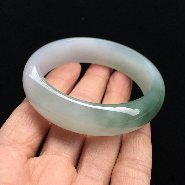 (超值推荐)冰种晴水飘花手镯（54.5mm）
