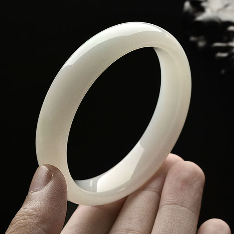 糯冰白底青手镯（57.5mm）