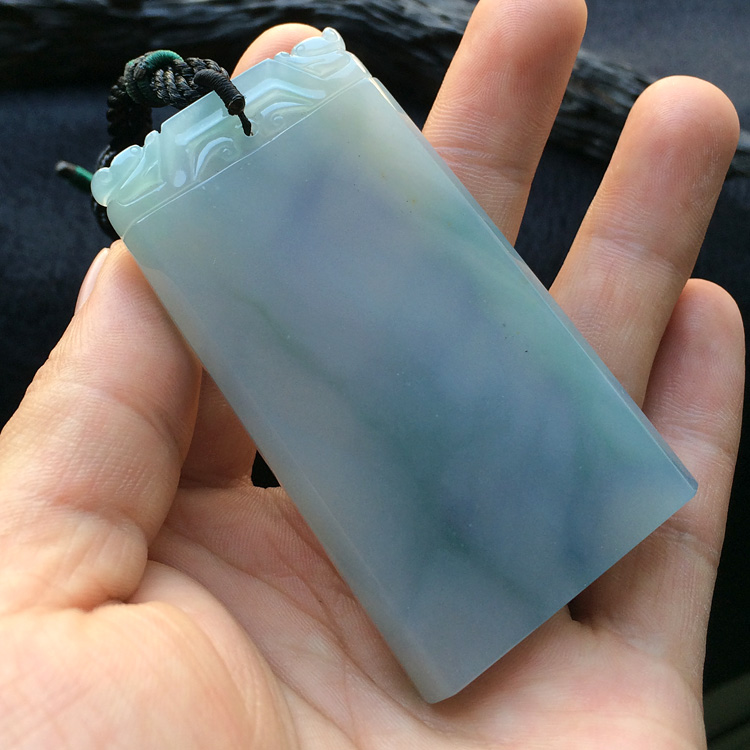 (超值推荐)冰种春带彩素牌挂件