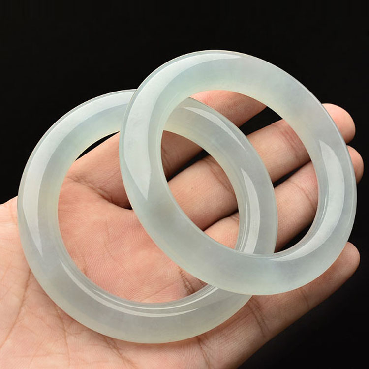 (超值推荐)冰种晴水圆条手镯（一对）（54.7mm/54.8mm）