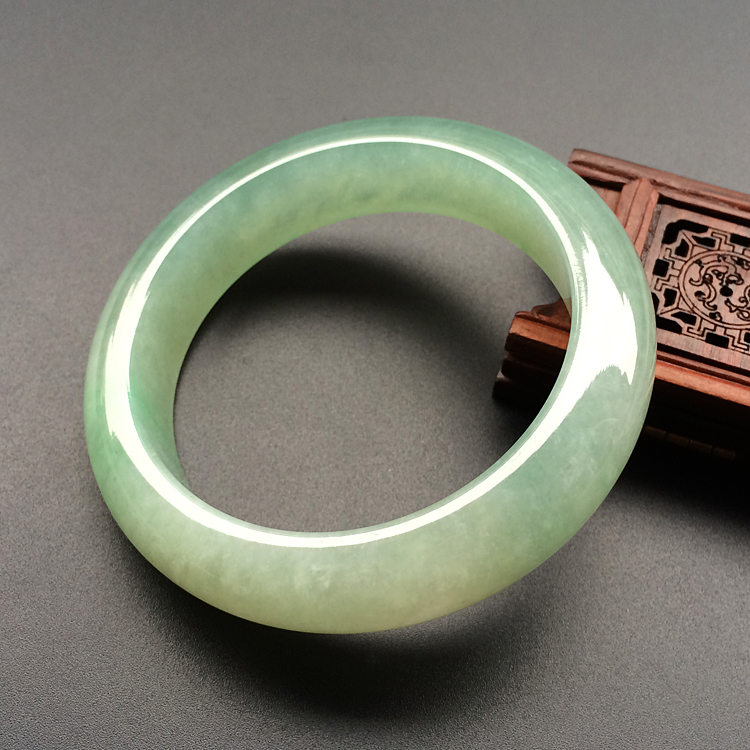 糯冰种晴水飘翠手镯（54.5mm）