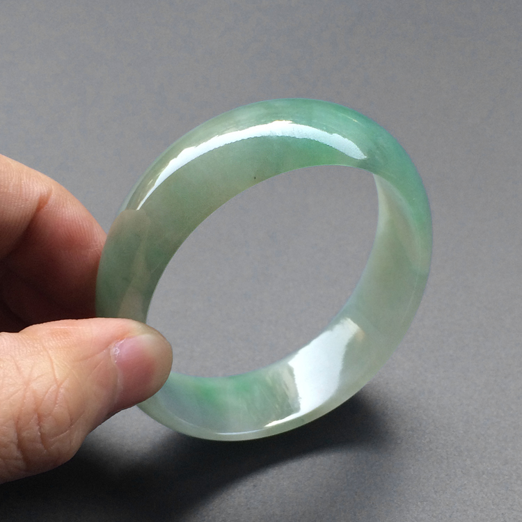 糯冰种飘花贵妃镯（54.9mm-49.9mm）