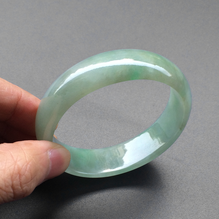 糯冰种飘花贵妃镯（54.5mm-48.7mm）
