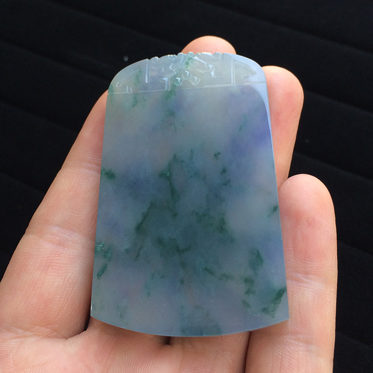 冰种紫罗兰飘花素牌挂件