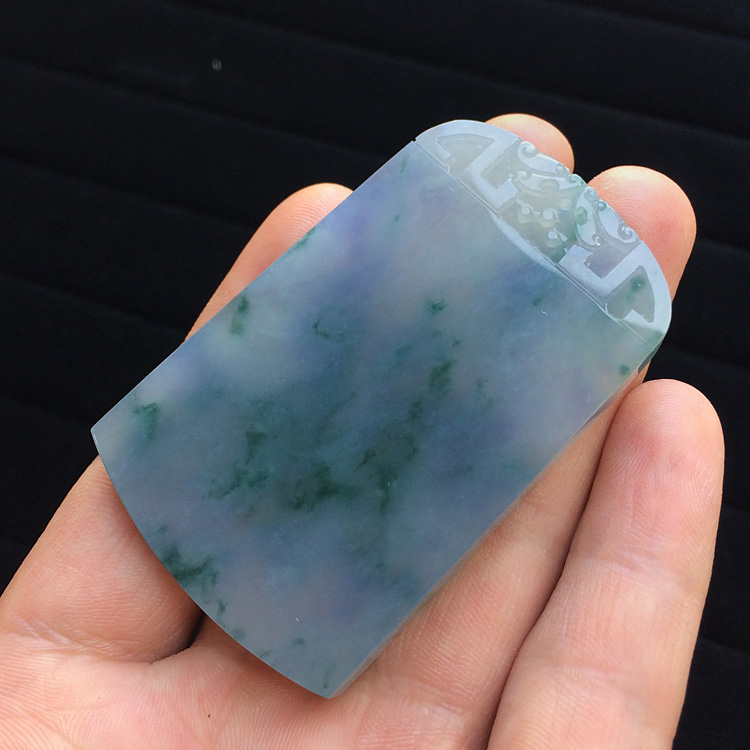 冰种紫罗兰飘花素牌挂件