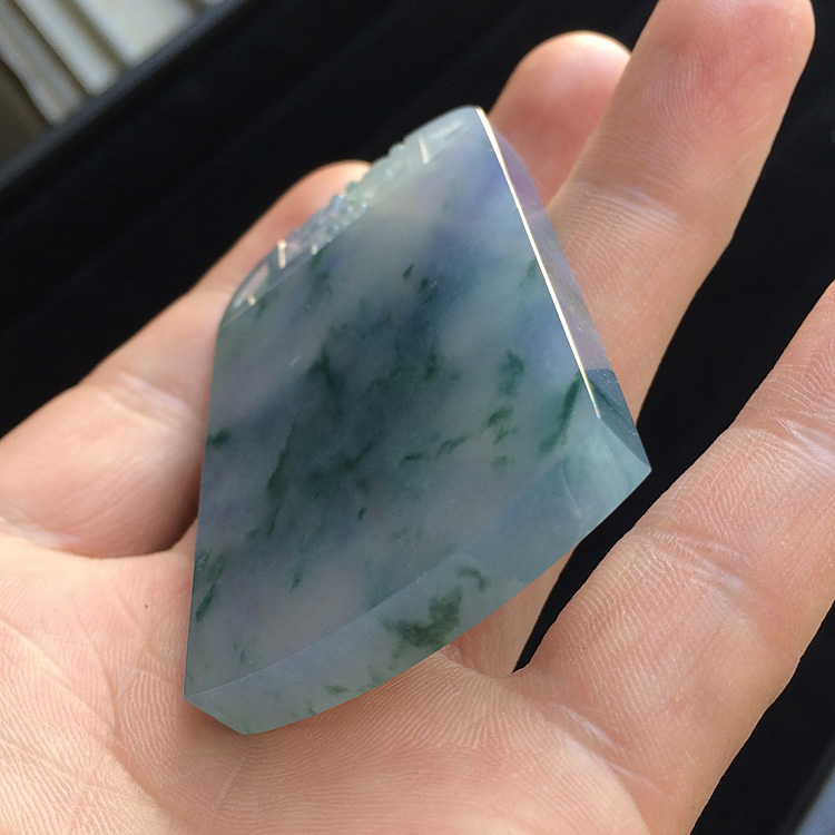 冰种紫罗兰飘花素牌挂件