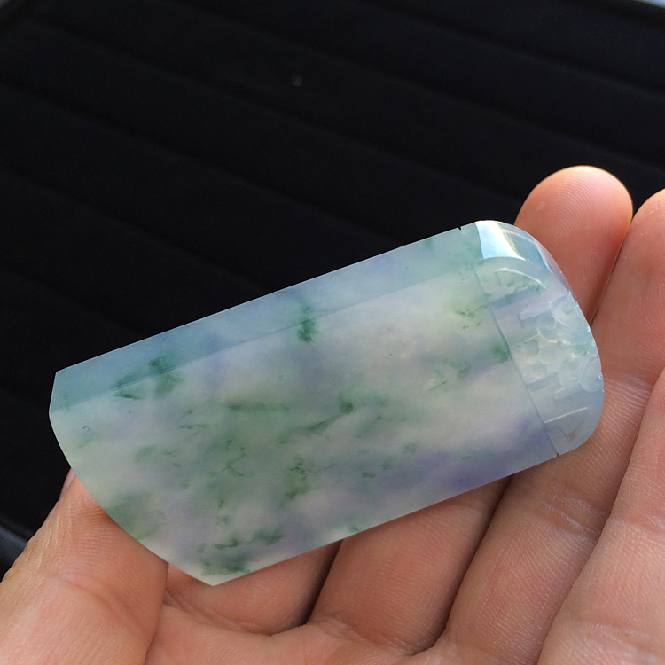 冰种紫罗兰飘花素牌挂件