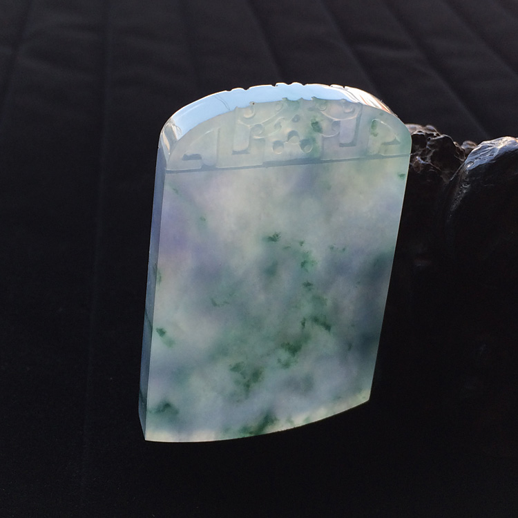 冰种紫罗兰飘花素牌挂件