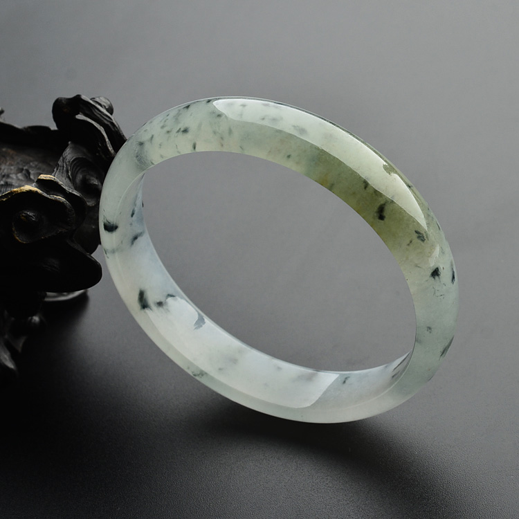 冰种飘花略带黄翡手镯（56.6mm）