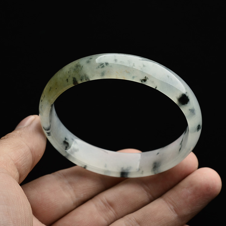 冰种飘花略带黄翡手镯（56.6mm）