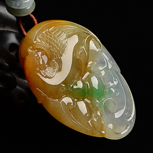 (超值推荐)冰种黄翡凤舞祥云挂件