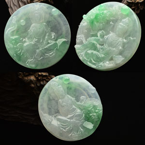 (超值推荐)冰种飘翠观自在挂件(一套3件)