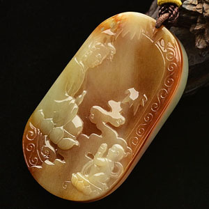 糯冰种红黄翡普度众生挂件