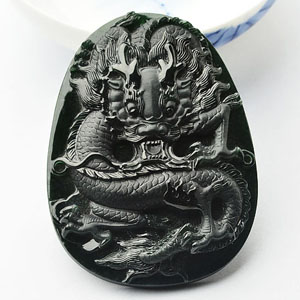 冰玻种墨翠龙牌挂件