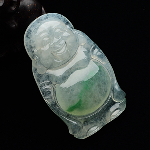 冰种飘翠站佛挂件
