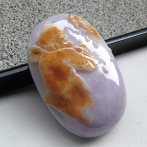 (超值推荐)糯冰种紫罗兰带黄翡化缘挂件