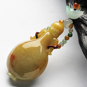 糯冰种红黄翡平平安安挂件