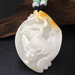 (超值推荐)糯冰种黄翡一路连科挂件