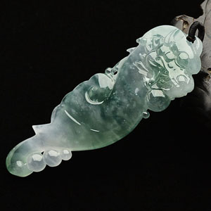 冰种飘花仿古龙挂件