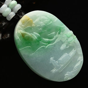 (超值推荐)糯冰种黄加绿淡泊名利挂件