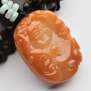 (超值推荐)糯冰种红黄翡纳福挂件