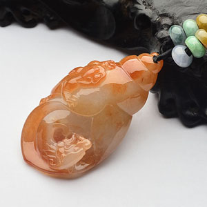 (超值推荐)糯冰种红黄翡扭转乾坤挂件