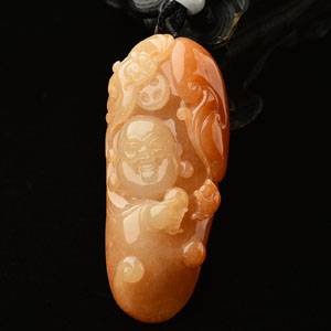 (超值推荐)糯冰种红黄翡纳福挂件