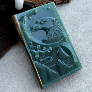 (超值推荐)糯冰种蓝水褐黄翡高瞻远瞩挂件