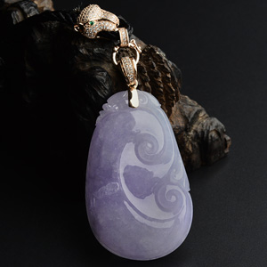 糯冰种紫罗兰如意挂件