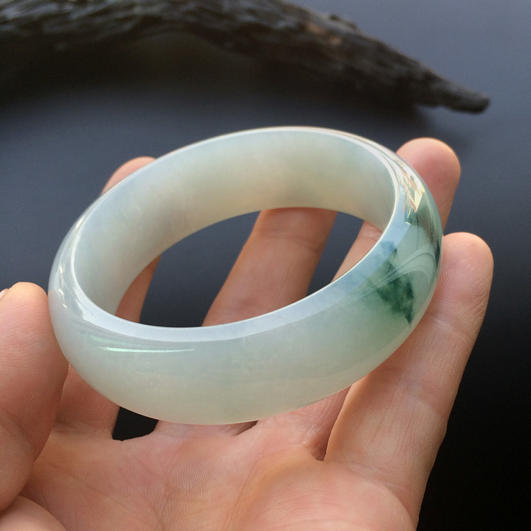 (超值推荐)糯冰种飘花手镯（52.7mm）