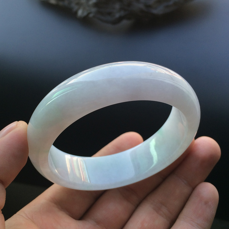 糯冰种春带彩手镯(56.5mm)