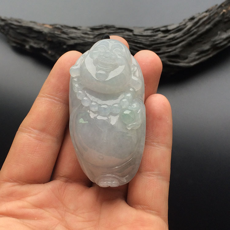 糯冰种淡晴水站佛挂件/手玩件