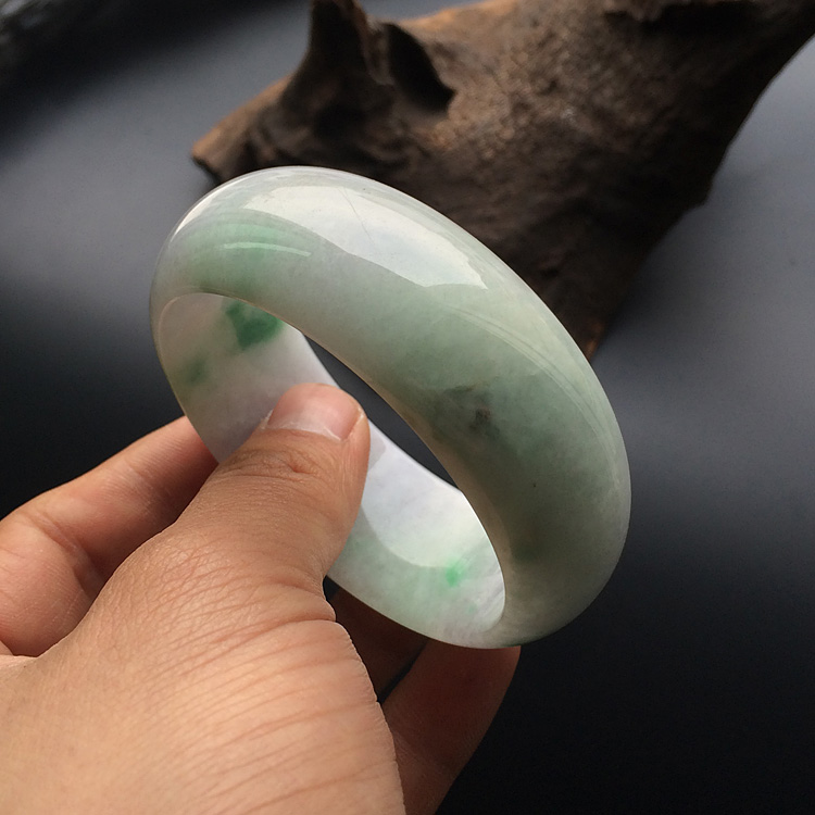 糯冰种春带彩手镯（56.5mm）