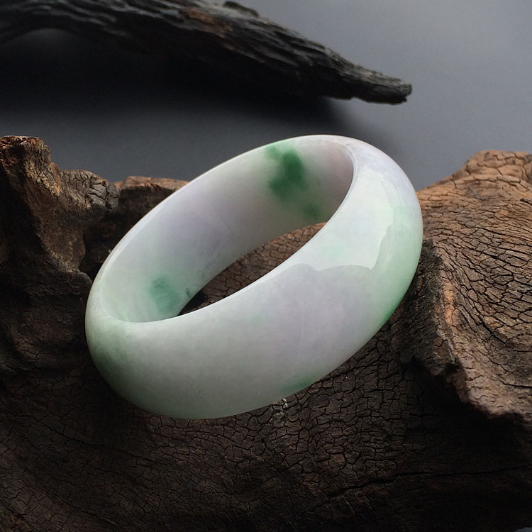 糯冰种春带彩手镯（56.5mm）