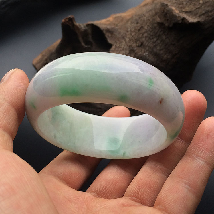 糯冰种春带彩手镯（56.5mm）