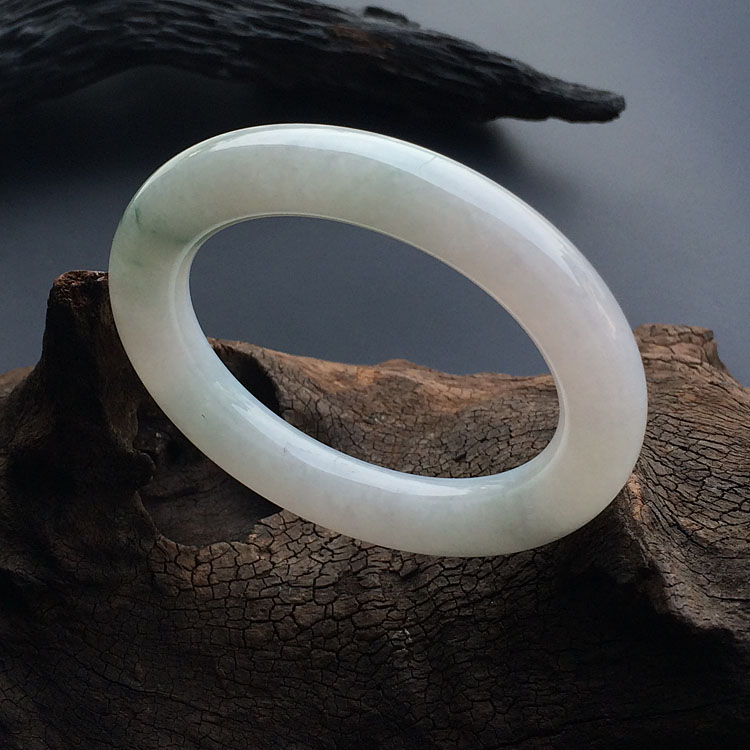 糯冰种飘花圆条手镯（56.1mm）