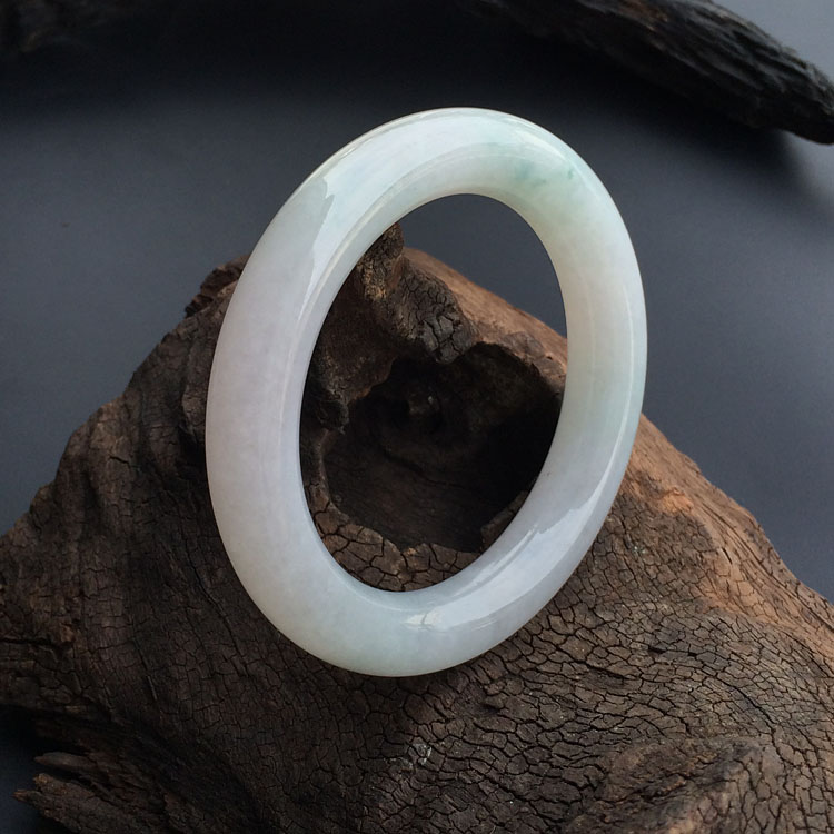 糯冰种飘花圆条手镯（56.1mm）