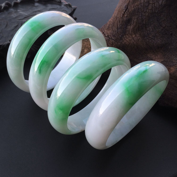 (超值推荐)糯冰种飘翠手镯（一批走）（59.1mm/58.5mm/58.2mm）