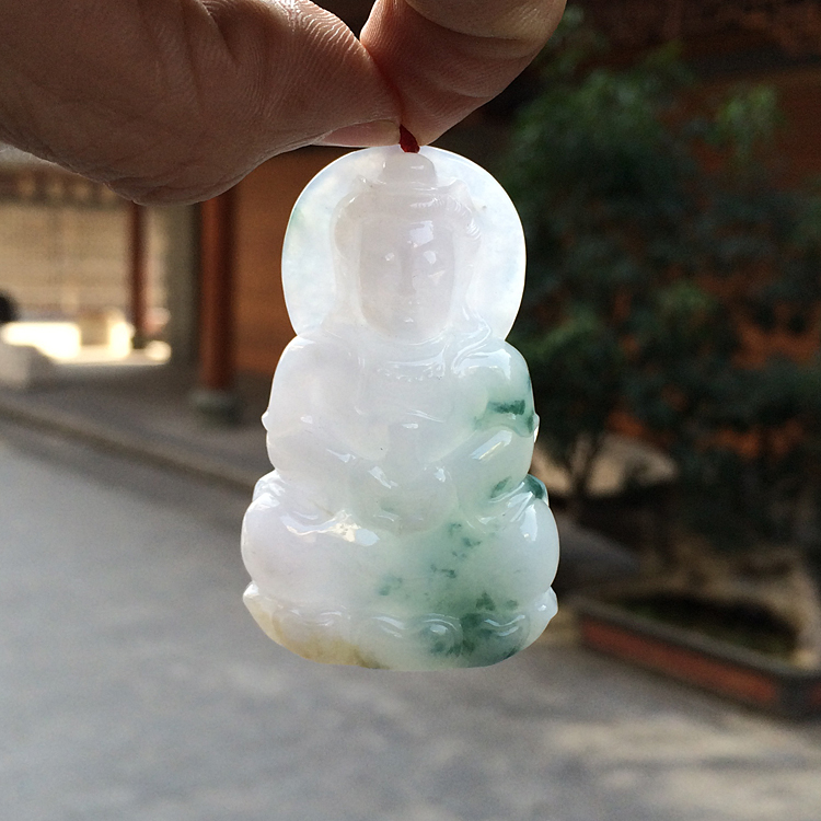 (超值推荐)糯冰种飘花观音挂件